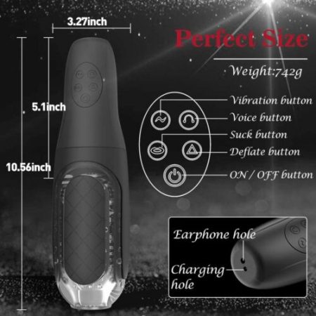 10 Vibe Vacuum Automatic Masturbator Automatic Male Masrturbator Cup with 4 Vacuum Suction and 10 Vibration Mode,  Male Sex Toy with Manual Pressing for Men Masturbation, 4 in 1 Penis Pump Sex Toy for Erection Training and Orgasm