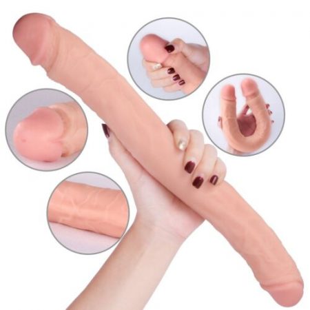 15 Inch Silicone Double Dong Dildo With Curved Shaft Double Side Dildo,  Sex Toy for Women Double-Ended Dildo