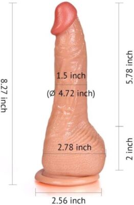 8.27” Realistic Curved Dildo Dual-Layer Liquid Silicone Dildo With Powerful Suction Cup Lifelike Penis Female Sex Toy Flexible G Spot Dildo With Curved Shaft And Ball