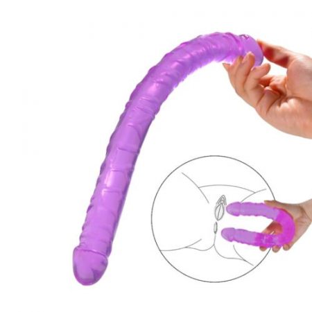 Realistic Double Dong Dildo Sex Toys For Lesbian Crystal Jelly Realistic 18 Inch Double Ended Dildo