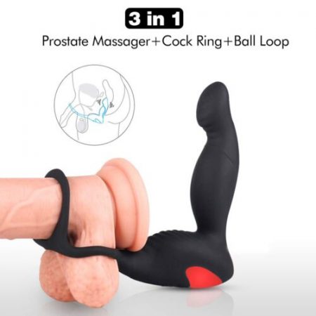 Rechargeable Male Prostate Massager Vibrator With Penis Ring