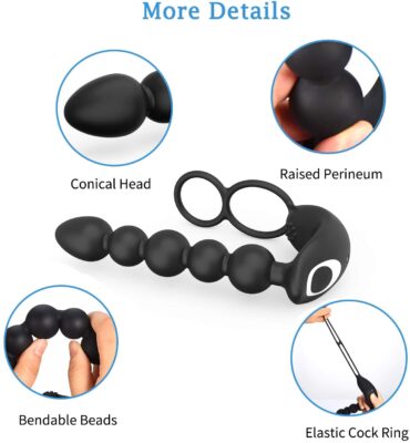 UTIMI  Anal Beads Butt Plug with Rechargeable