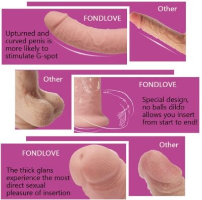 Realistic Dragon Dildo 8.27″ Soft Liquid Silicone Dong with Powerful Suction Cup, Vaginal G-spot Stimulation Hands-Free Anal Play Massage for Women Lesbians Flexible  with Curved Shaft