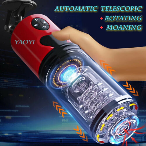 Hand Free Automatic Powerful Multi Speed Vibration Rotate Telescopic Male Masturbator | Red