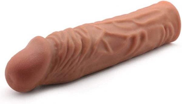 BeHorny Brown Colour Realistic Penis Sleeve Extender, Extra Girth and Length, 7.4-Inch